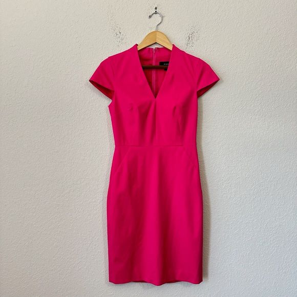 J. CREW V-Neck Bi-Stretch Cotton Sheath Dress in Soft Fuchsia - Picture 1 of 14